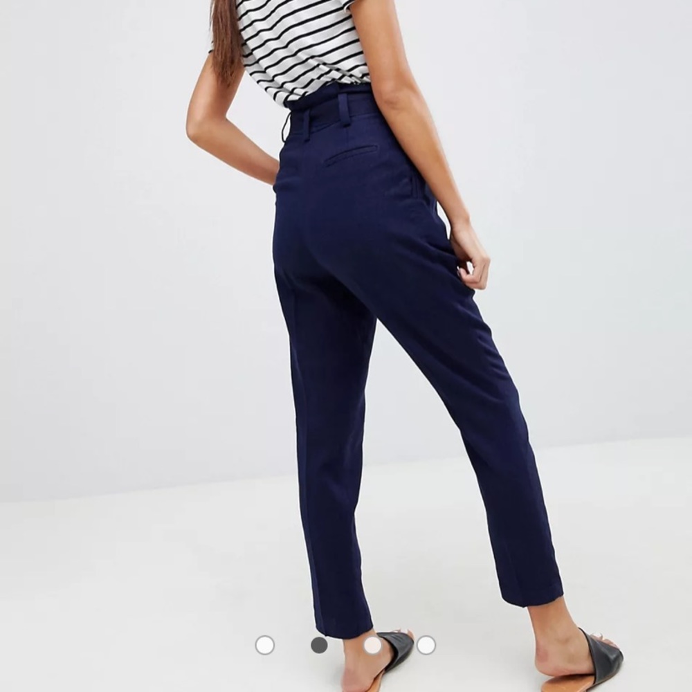 ASOS tailored casual tie waist linen peg pants - Picture 2 of 3